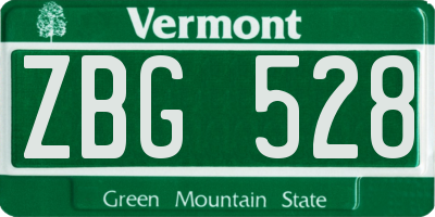 VT license plate ZBG528