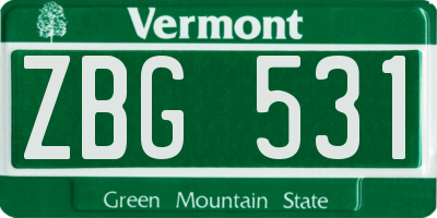 VT license plate ZBG531