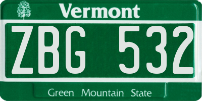 VT license plate ZBG532