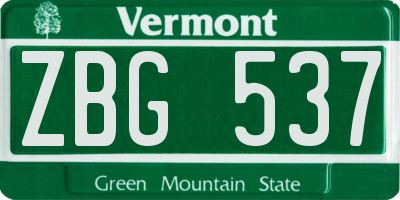 VT license plate ZBG537