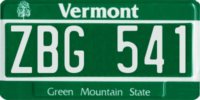 VT license plate ZBG541