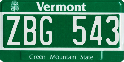 VT license plate ZBG543