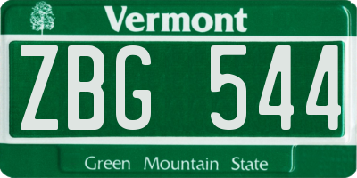 VT license plate ZBG544