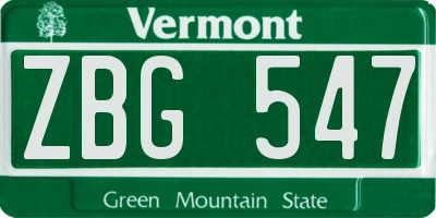 VT license plate ZBG547