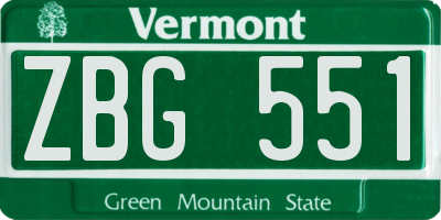 VT license plate ZBG551