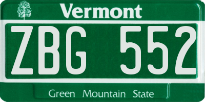 VT license plate ZBG552