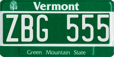 VT license plate ZBG555