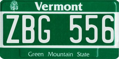 VT license plate ZBG556