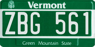 VT license plate ZBG561