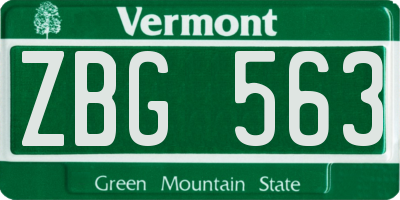 VT license plate ZBG563