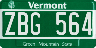 VT license plate ZBG564