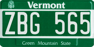 VT license plate ZBG565