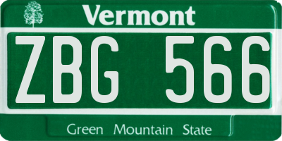 VT license plate ZBG566
