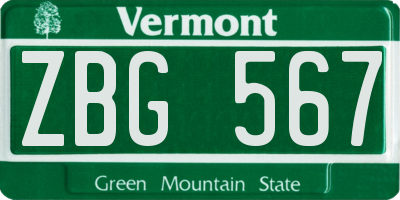 VT license plate ZBG567