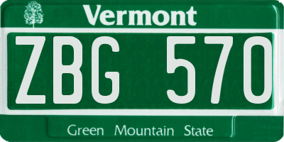 VT license plate ZBG570
