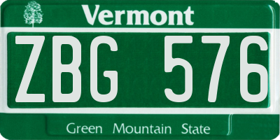 VT license plate ZBG576