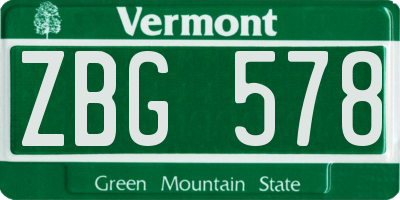 VT license plate ZBG578