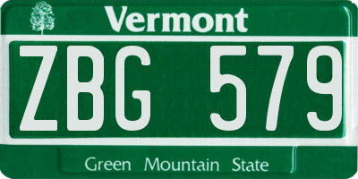 VT license plate ZBG579