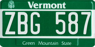 VT license plate ZBG587