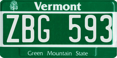 VT license plate ZBG593