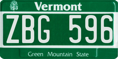 VT license plate ZBG596