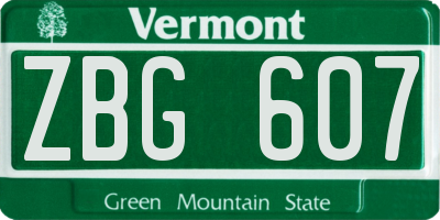 VT license plate ZBG607