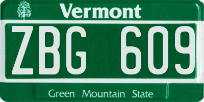 VT license plate ZBG609
