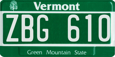VT license plate ZBG610