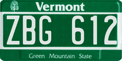 VT license plate ZBG612