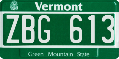 VT license plate ZBG613