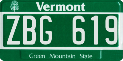 VT license plate ZBG619