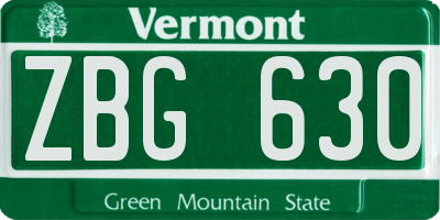 VT license plate ZBG630