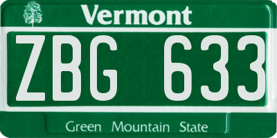 VT license plate ZBG633