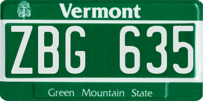 VT license plate ZBG635