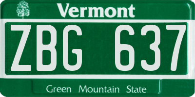 VT license plate ZBG637