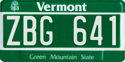 VT license plate ZBG641