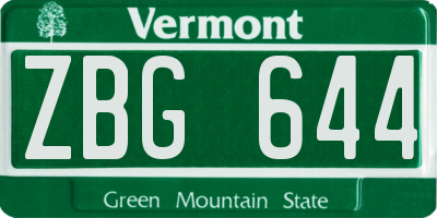 VT license plate ZBG644