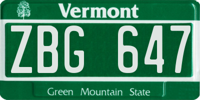 VT license plate ZBG647