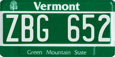 VT license plate ZBG652