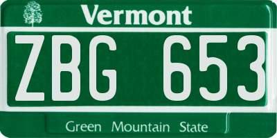 VT license plate ZBG653