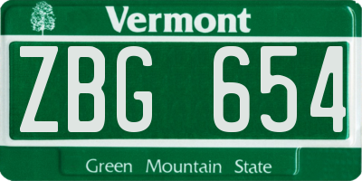 VT license plate ZBG654