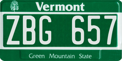 VT license plate ZBG657