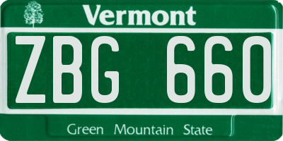 VT license plate ZBG660