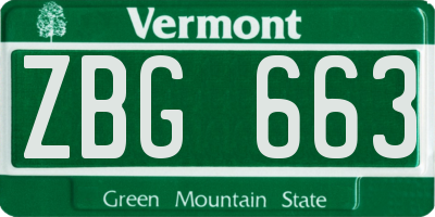 VT license plate ZBG663