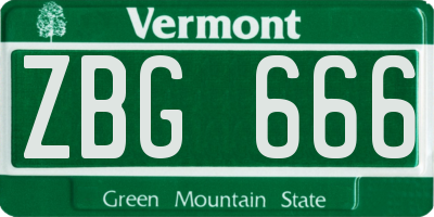 VT license plate ZBG666