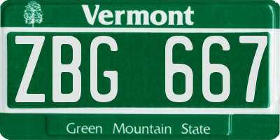 VT license plate ZBG667