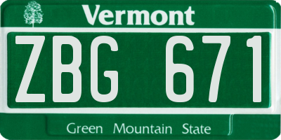 VT license plate ZBG671