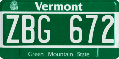 VT license plate ZBG672