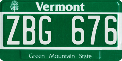 VT license plate ZBG676