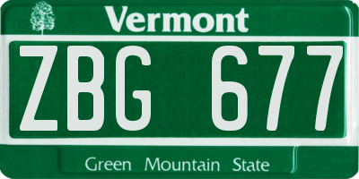 VT license plate ZBG677